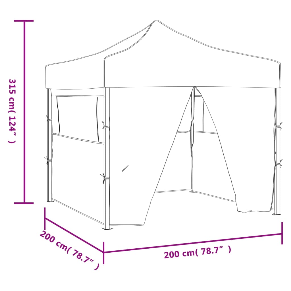 Tente de réception pliable avec 4 parois 2x2 m Acier Anthracite