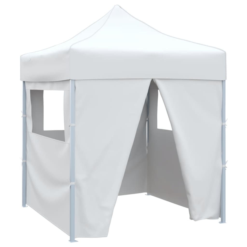 Tente de réception pliable avec 4 parois 2x2 m Acier Blanc