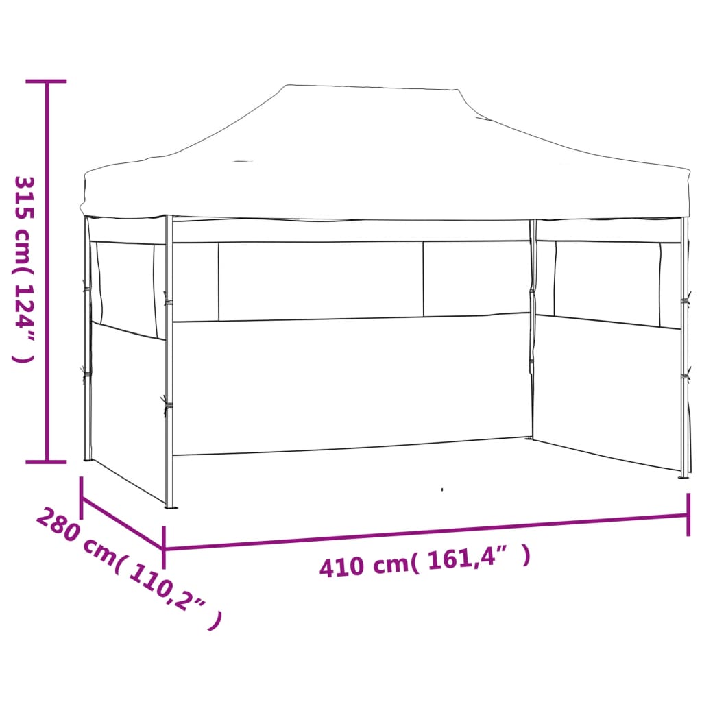 Tente de réception pliable avec 3 parois 3x4 m Acier Bleu