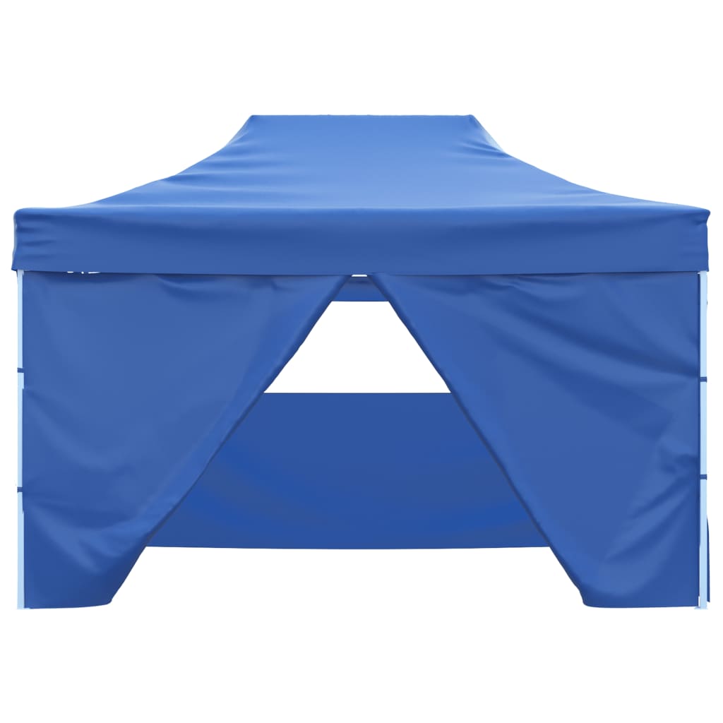 Tente de réception pliable avec 4 parois 3x4 m Acier Bleu