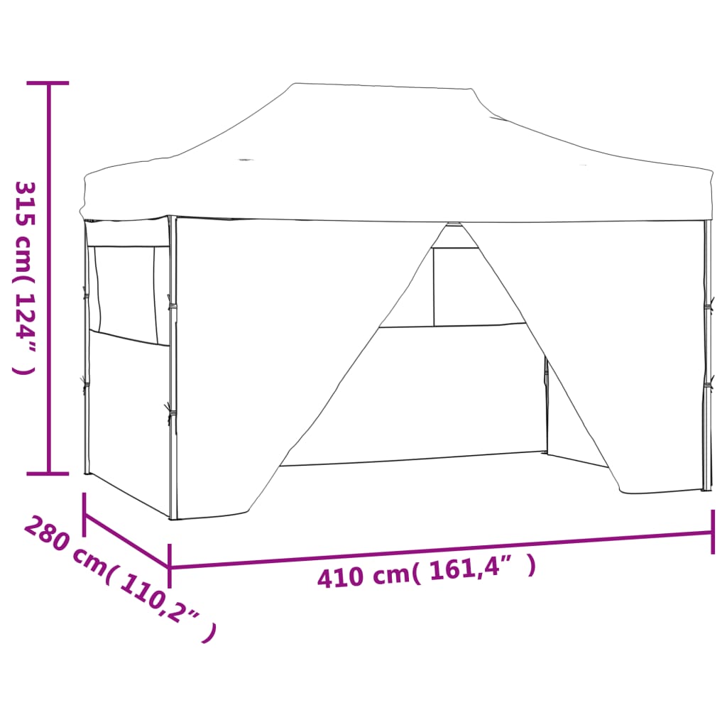 Tente de réception pliable avec 4 parois 3x4 m Acier Bleu