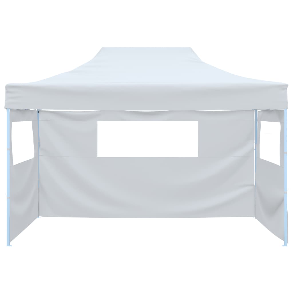 Tente de réception pliable avec 3 parois 3x4 m Acier Blanc