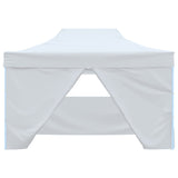 Tente de réception pliable avec 4 parois 3x4 m Acier Blanc