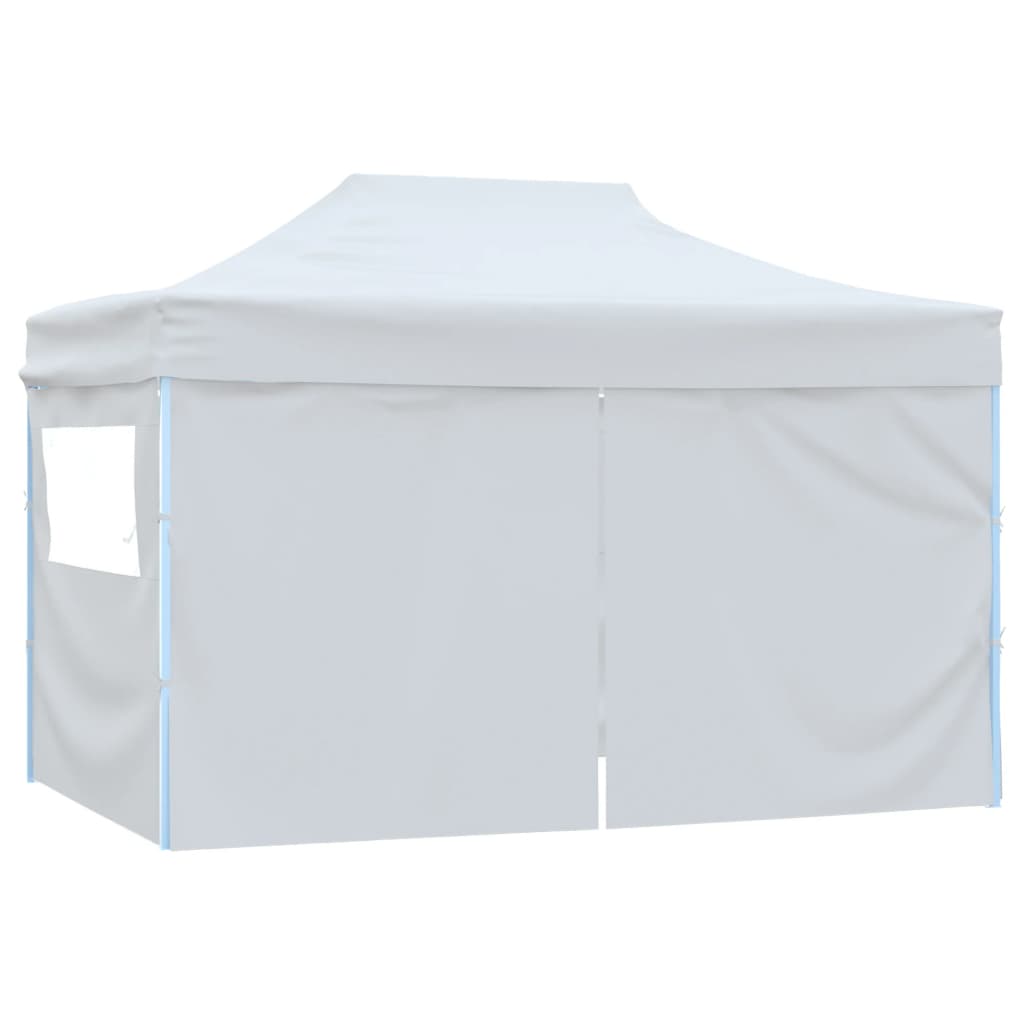 Tente de réception pliable avec 4 parois 3x4 m Acier Blanc