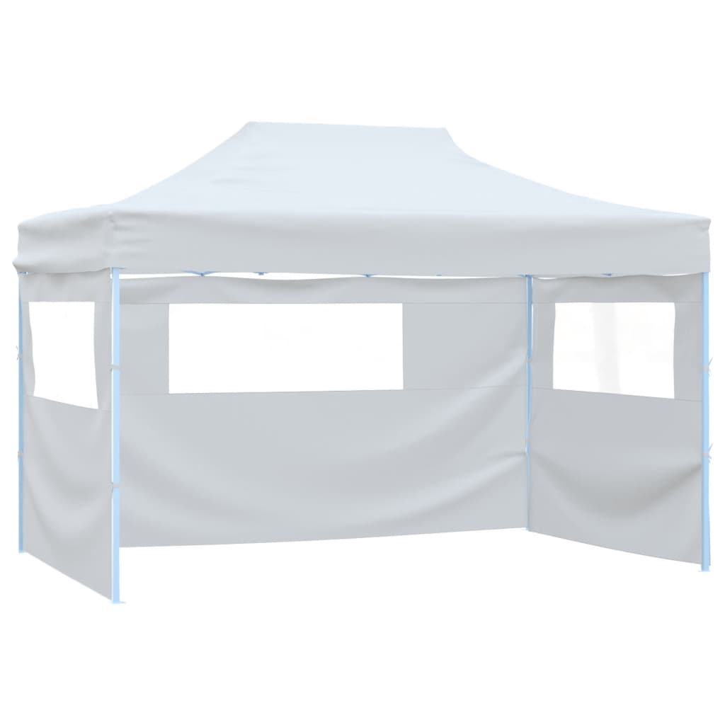 Tente de réception pliable avec 4 parois 3x4 m Acier Blanc