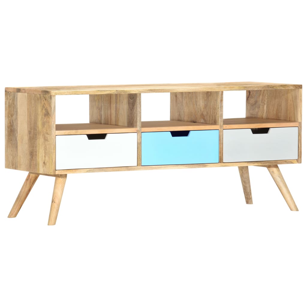 Meuble TV 110x35x48 cm Bois de manguier massif