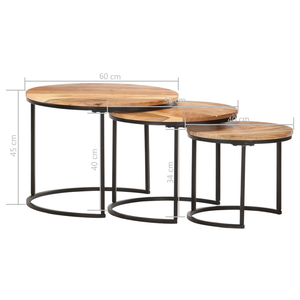 Tables gigognes 3 pcs Bois d'acacia massif