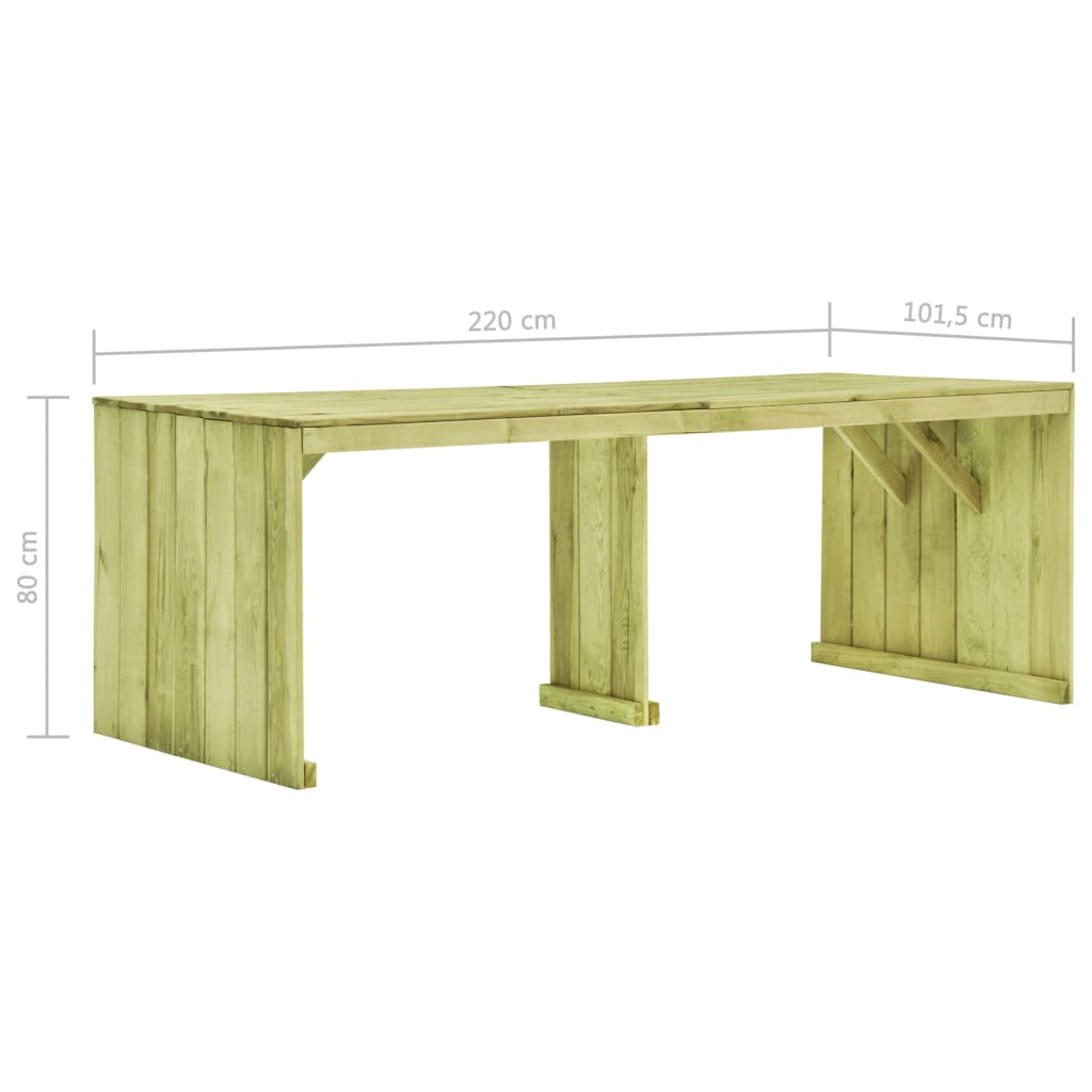 Table de jardin 220x101,5x80 cm Bois de pin imprégné