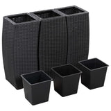 Lits surélevés de jardin 3 pcs Résine tressée Noir