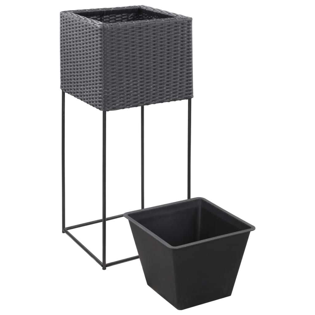 Lits surélevés de jardin 3 pcs Résine tressée Noir