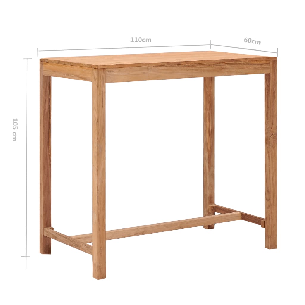 Table de bar de jardin 110x60x105 cm bois de teck solide