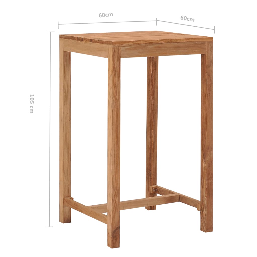 Table de bar de jardin 60x60x105 cm bois de teck solide