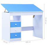 Blue and white tilting children's desk