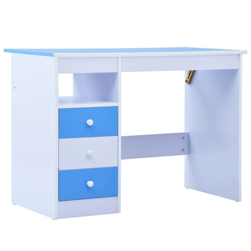 Blue and white tilting children's desk