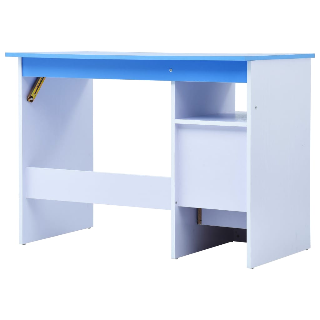 Blue and white tilting children's desk