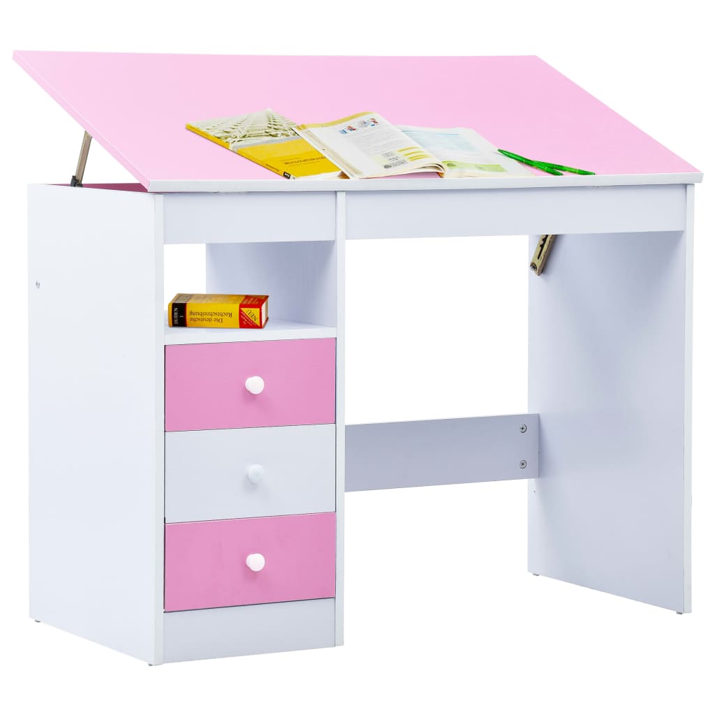 Bureau pour enfants Inclinable Rose et blanc