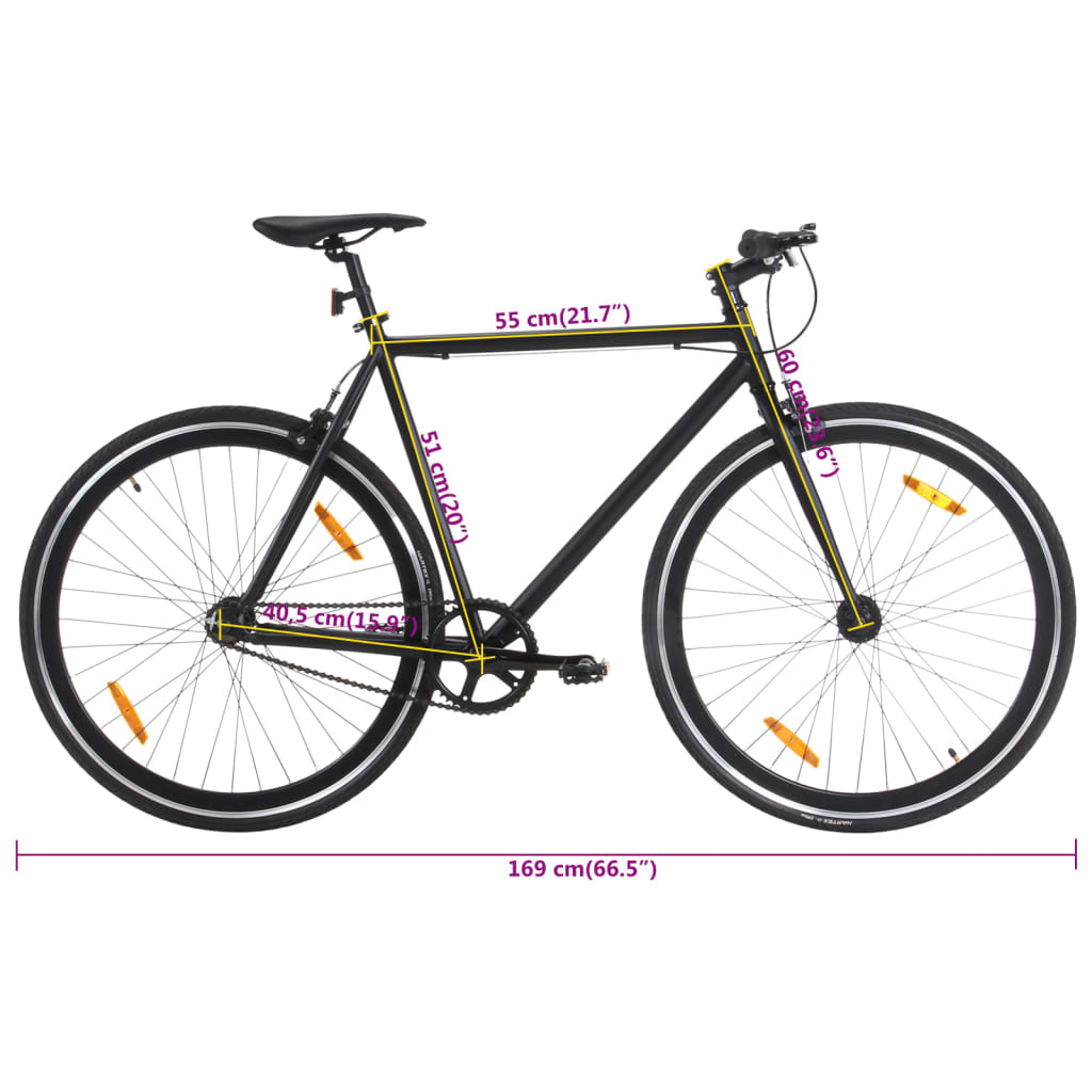 Schwarzes 700c 51 cm Fixed-Gear-Fahrrad