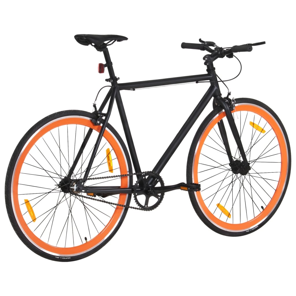 Vélo à pignon fixe noir et orange 700c 55 cm