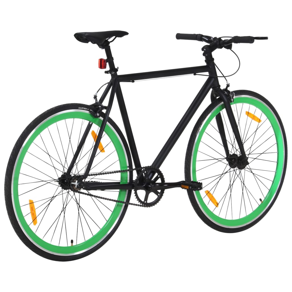 Vélo à pignon fixe noir et vert 700c 51 cm