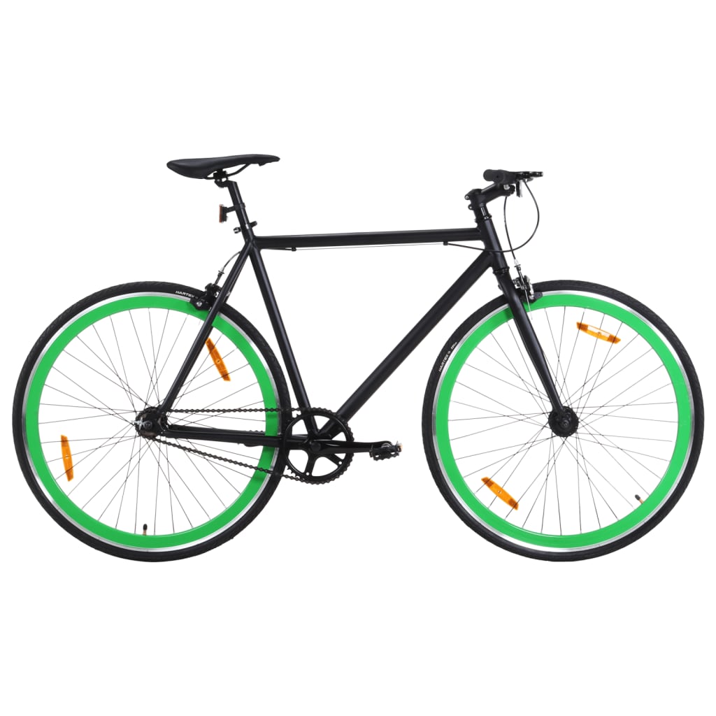 Vélo à pignon fixe noir et vert 700c 55 cm