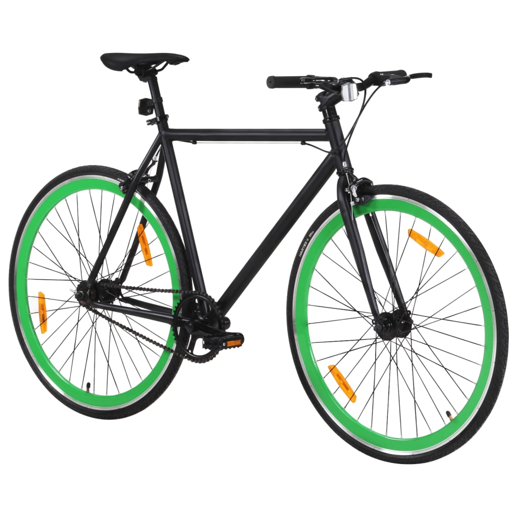 Vélo à pignon fixe noir et vert 700c 55 cm