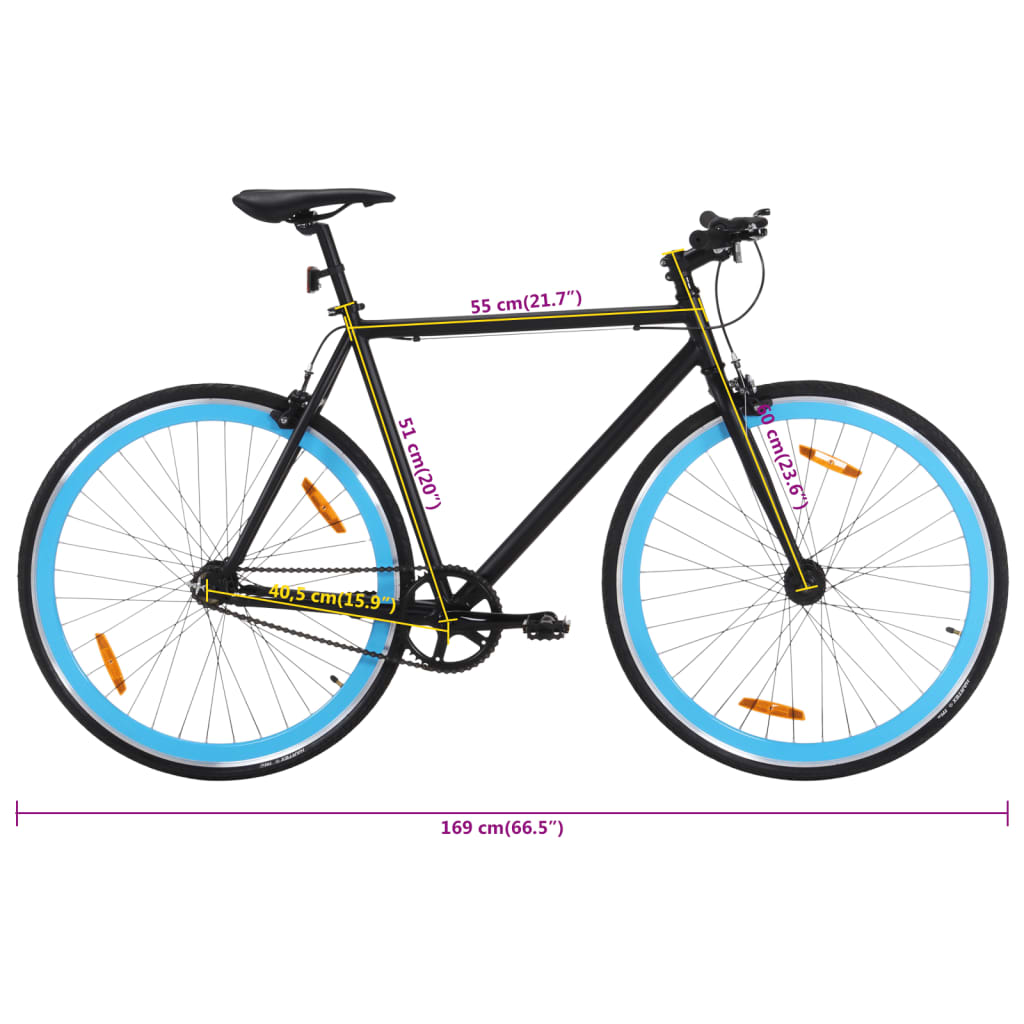 Schwarz-blaues 700c 51 cm Fixed-Gear-Fahrrad