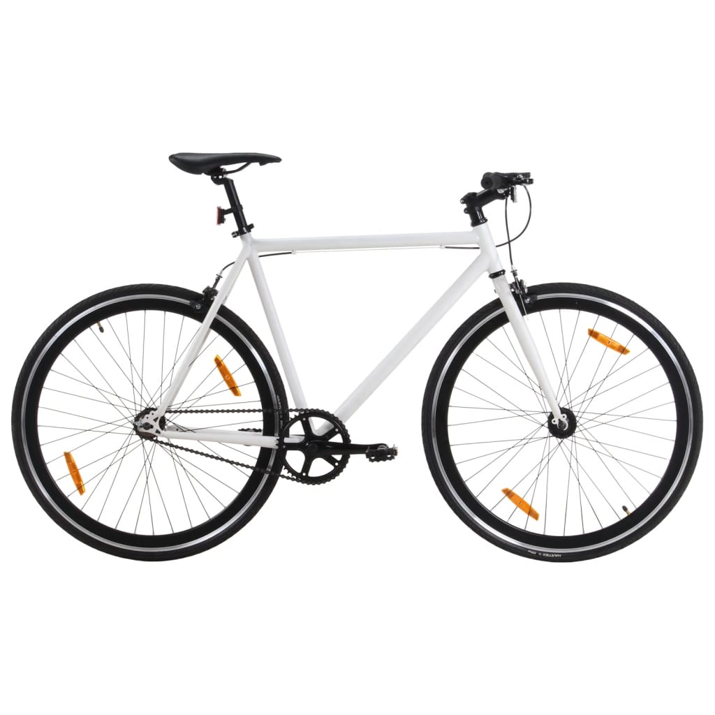 Weiß-schwarzes Fixed-Gear-Fahrrad 700c 59 cm