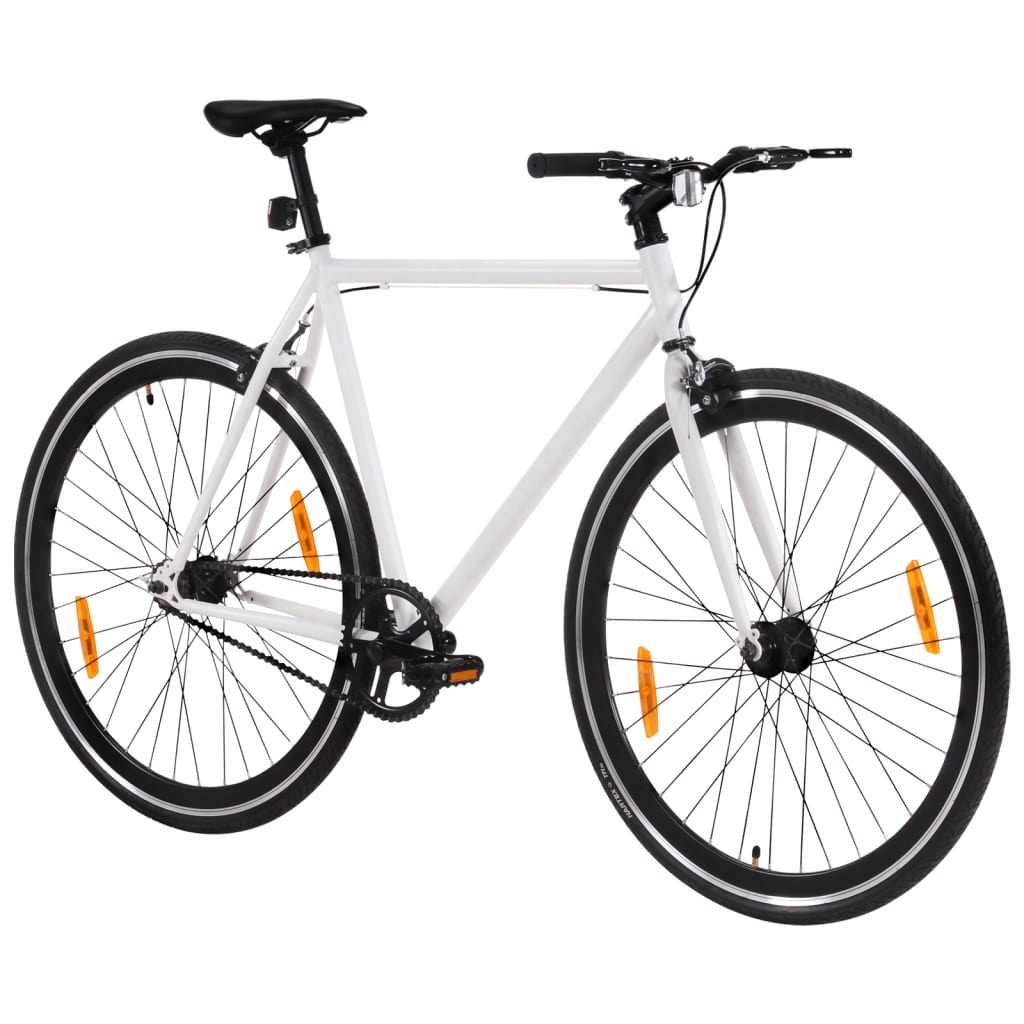 Weiß-schwarzes Fixed-Gear-Fahrrad 700c 59 cm