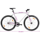 Weiß-schwarzes Fixed-Gear-Fahrrad 700c 59 cm