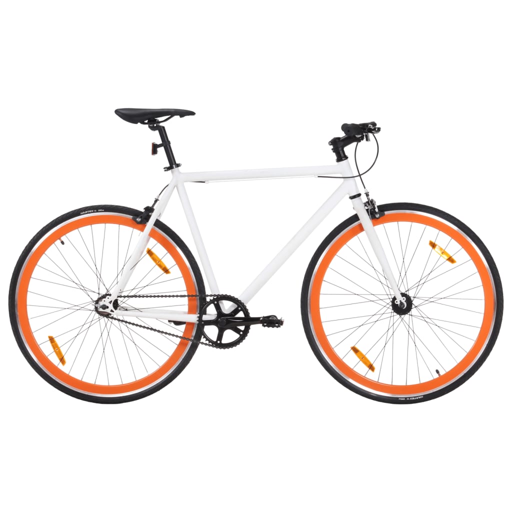 Weiß-orangefarbenes 700c 55-cm-Fixed-Gear-Fahrrad