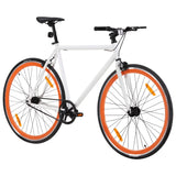 Weiß-orangefarbenes 700c 55-cm-Fixed-Gear-Fahrrad