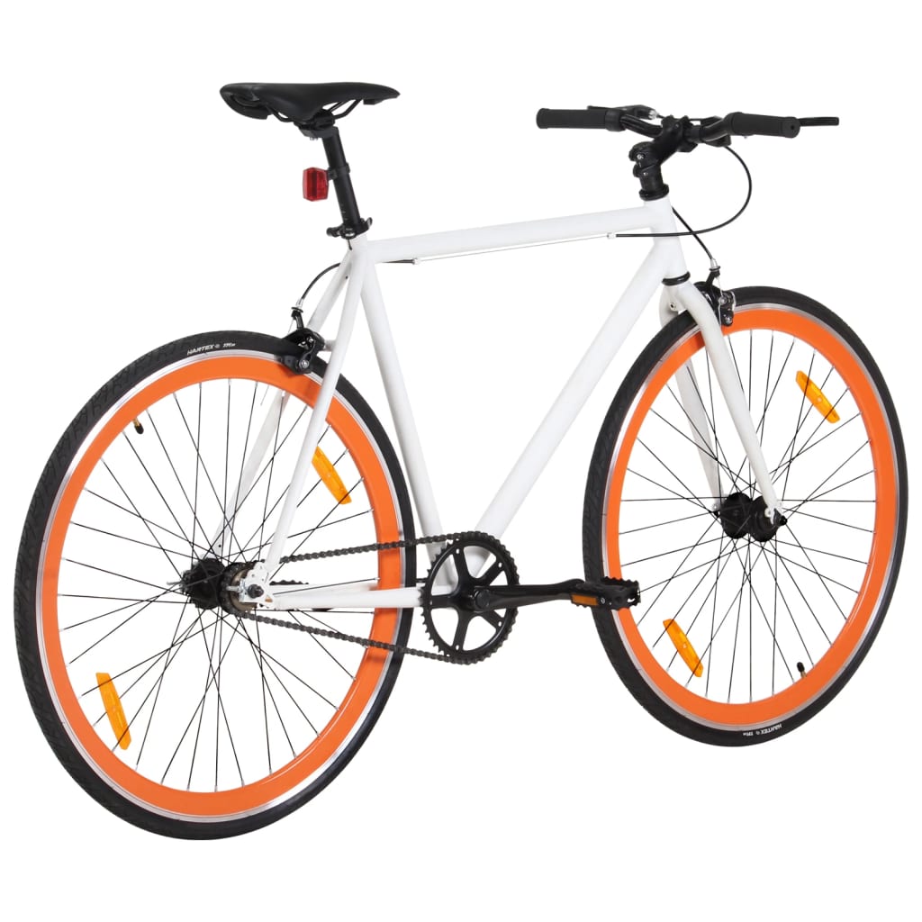 Weiß-orangefarbenes 700c 55-cm-Fixed-Gear-Fahrrad