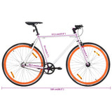 Weiß-orangefarbenes 700c 55-cm-Fixed-Gear-Fahrrad