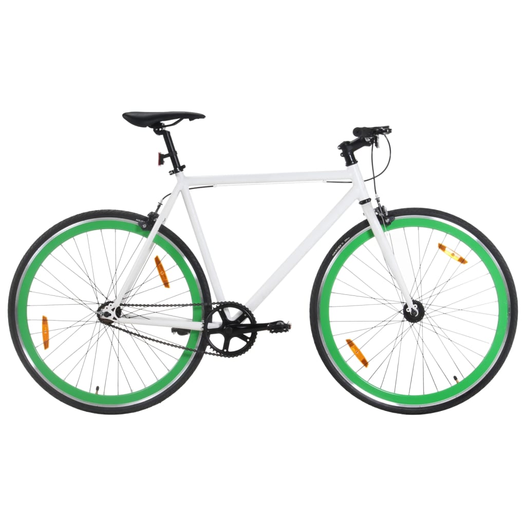 Weiß-grünes Fixed-Gear-Fahrrad 700c 55 cm