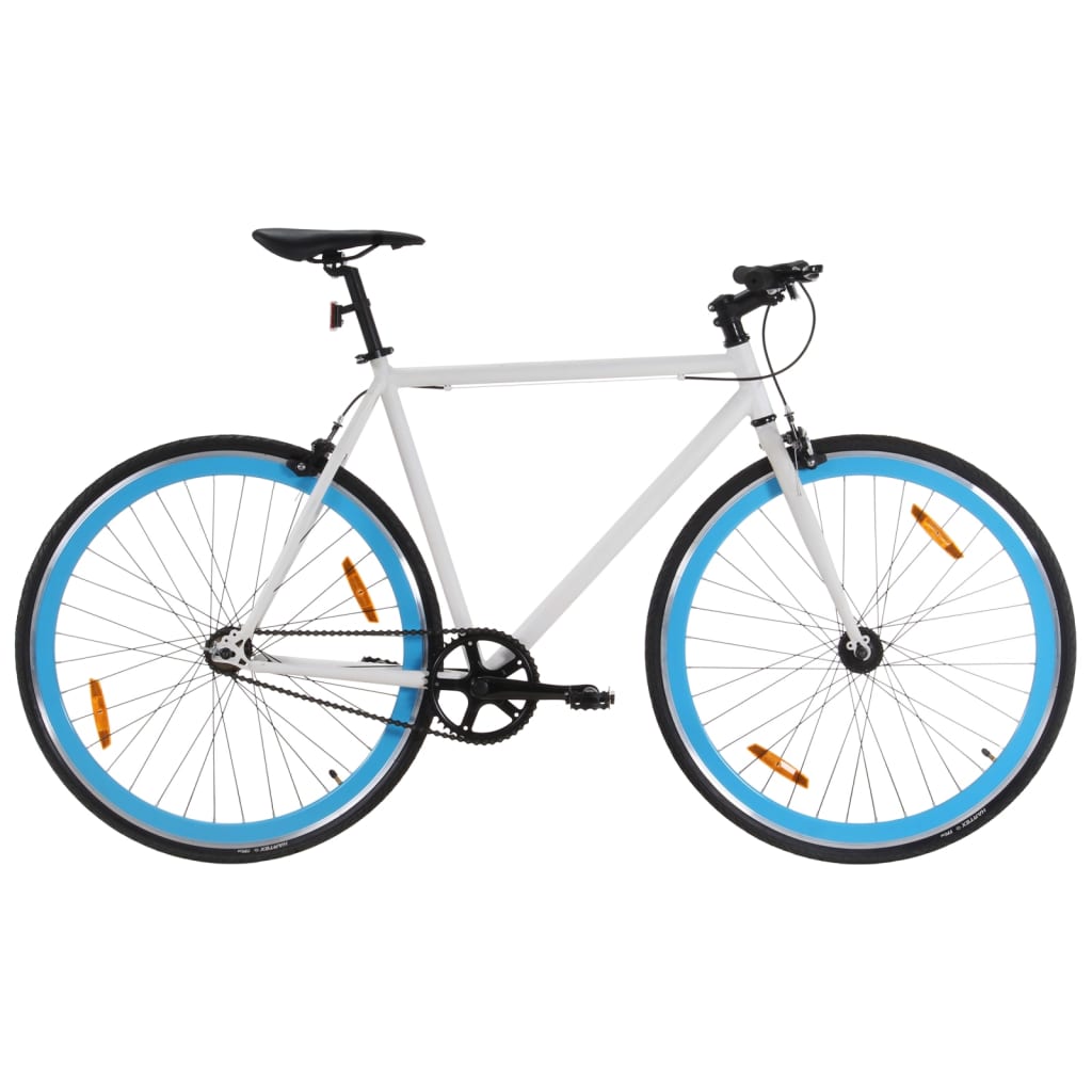 White and blue 700c 51cm fixed gear bike