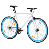 White and blue 700c 51cm fixed gear bike