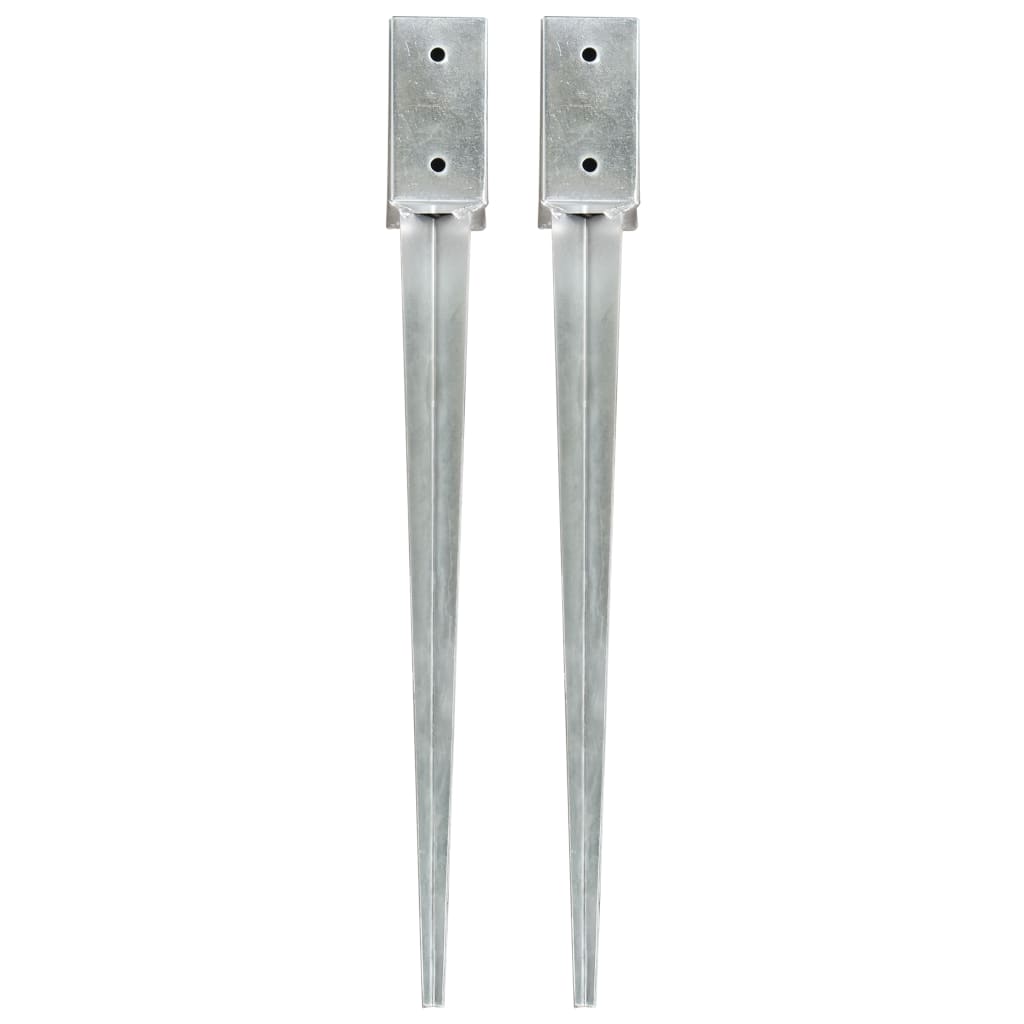 Ground stakes 2 pcs Silver 7x7x75 cm Galvanized steel