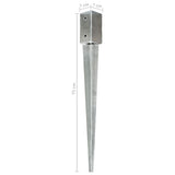 Ground stakes 2 pcs Silver 7x7x75 cm Galvanized steel