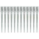 Ground stakes 12 pcs Silver 7x7x75 cm Galvanized steel