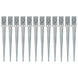 Ground stakes 12 pcs Silver 8x8x76 cm Galvanized steel