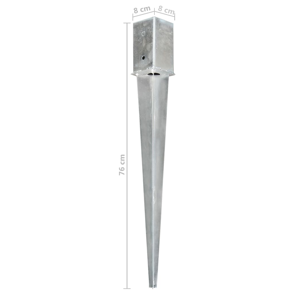 Ground stakes 12 pcs Silver 8x8x76 cm Galvanized steel