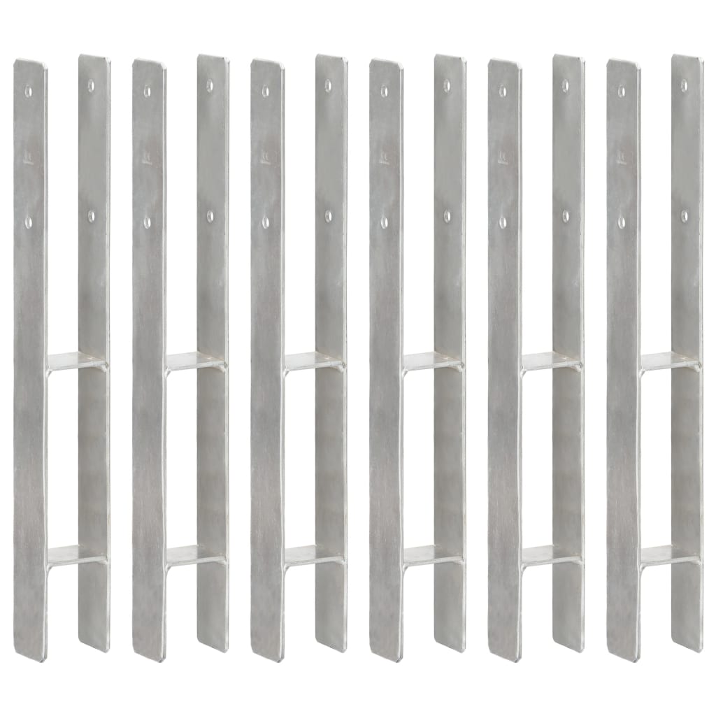 Fence Posts 6 pcs Silver 7x6x60 cm Galvanized Steel