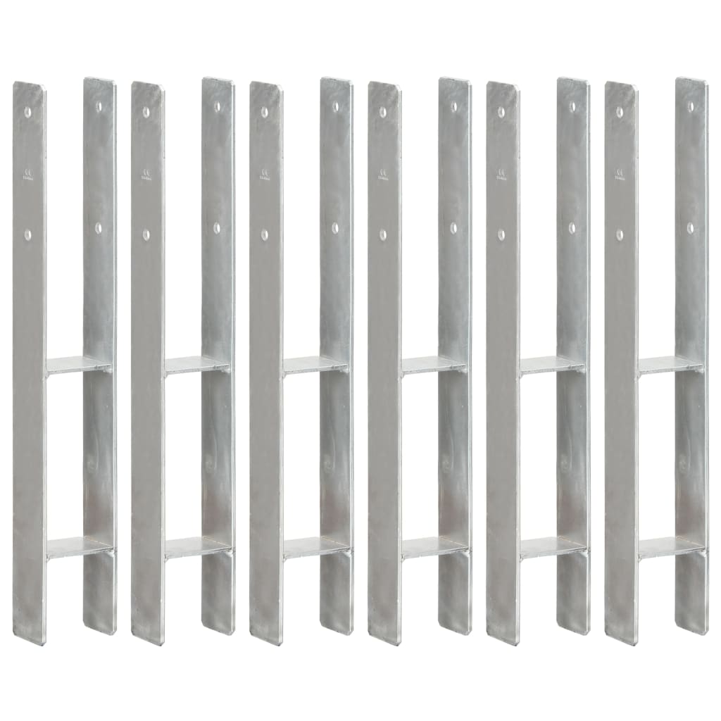 Fence Posts 6 pcs Silver 8x6x60 cm Galvanized Steel