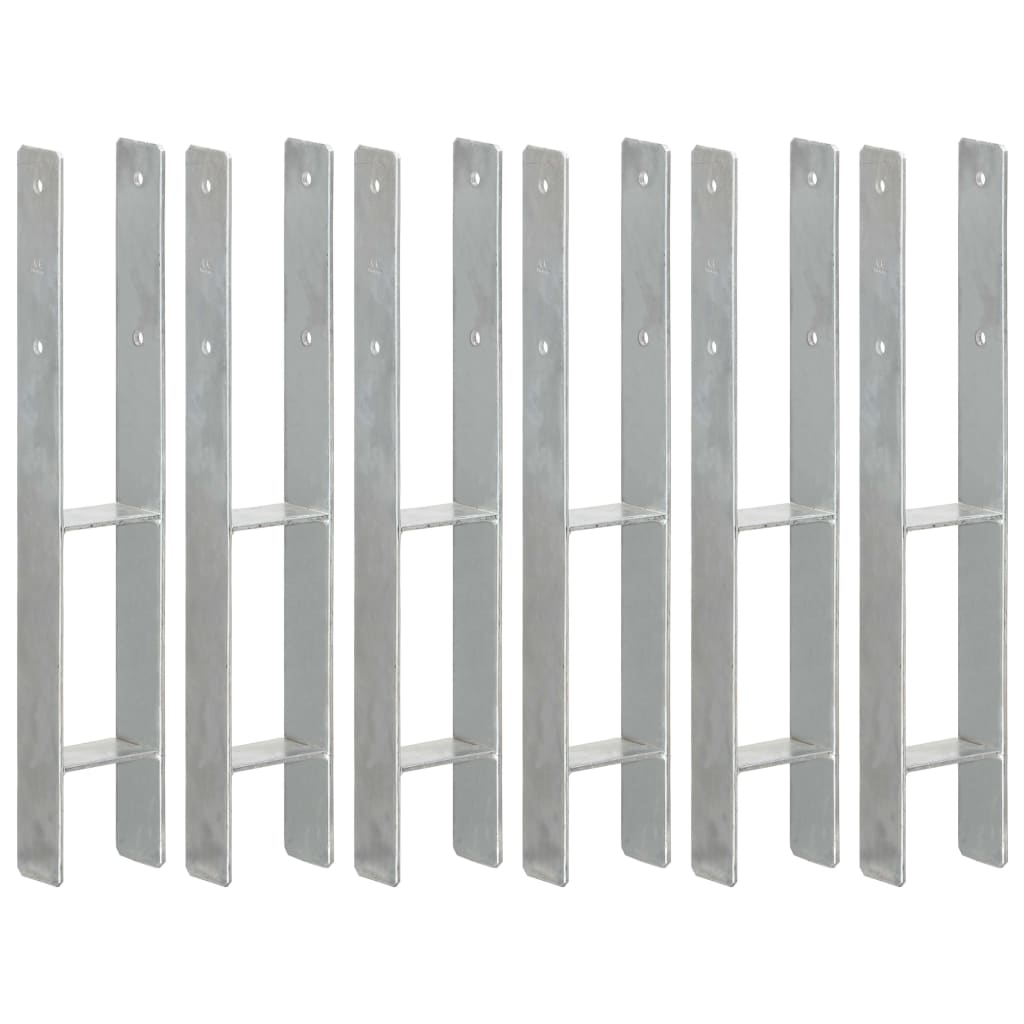 Fence Posts 6 pcs Silver 9x6x60 cm Galvanized Steel