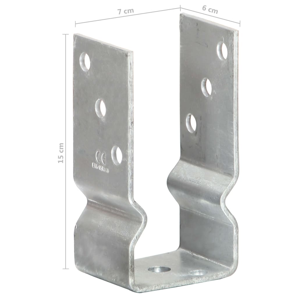 Fence Posts 6 pcs Silver 7x6x15 cm Galvanized Steel