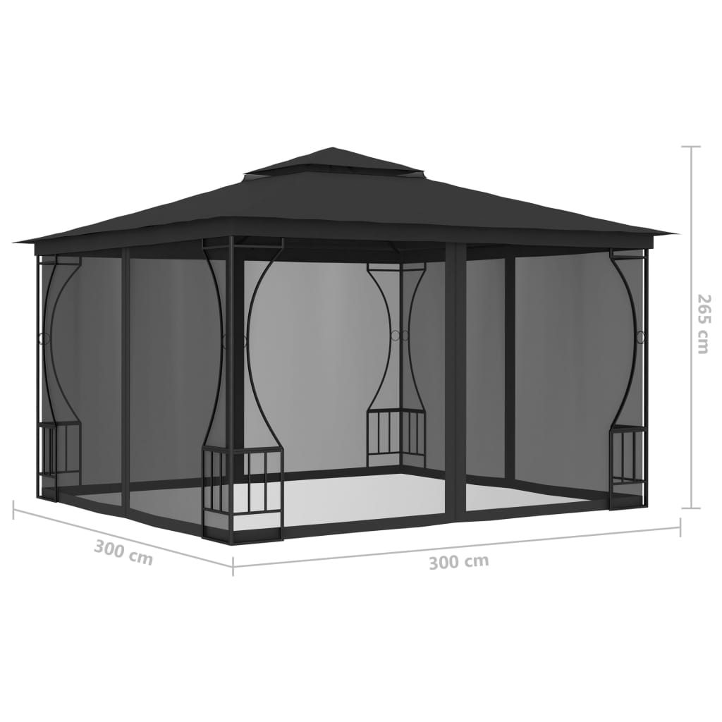 Arbour with mosquito net 300x300x265 cm Anthracite