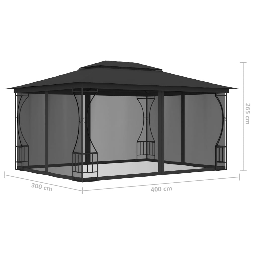 Tonnelle avec moustiquaire 300x400x265 cm Anthracite