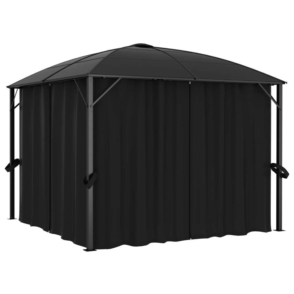 Arbour with curtains 300x300x265 cm Anthracite