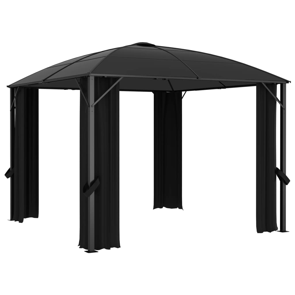 Arbour with curtains 300x300x265 cm Anthracite