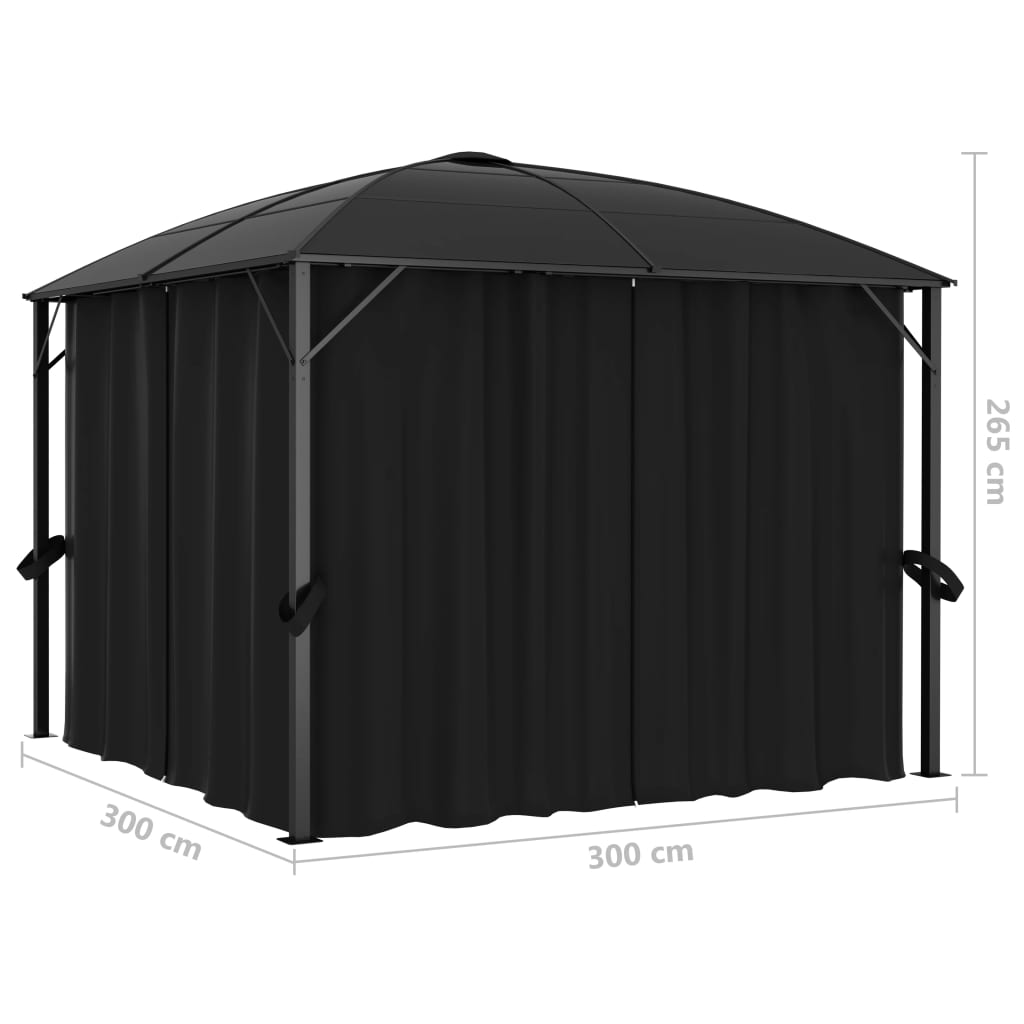 Arbour with curtains 300x300x265 cm Anthracite